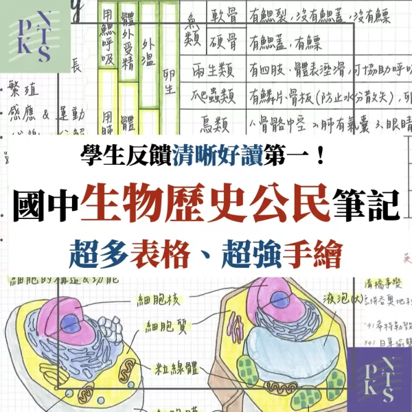 超多表格、超強手繪、超整齊列點！國中生物、歷史、公民、國文！